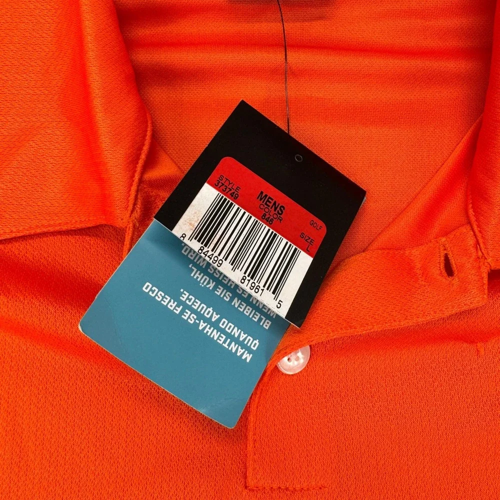 NWT Nike Golf Dri-Fit Polo Shirt Mens Large Orange Short Sleeve 373749-846